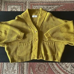 Chartreuse Cotton Knit Cardigan